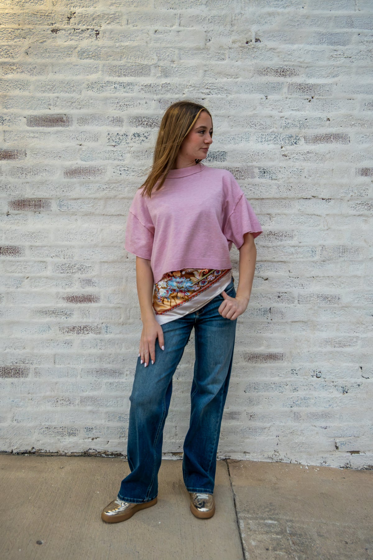 Cropped Short Sleeve Sweater