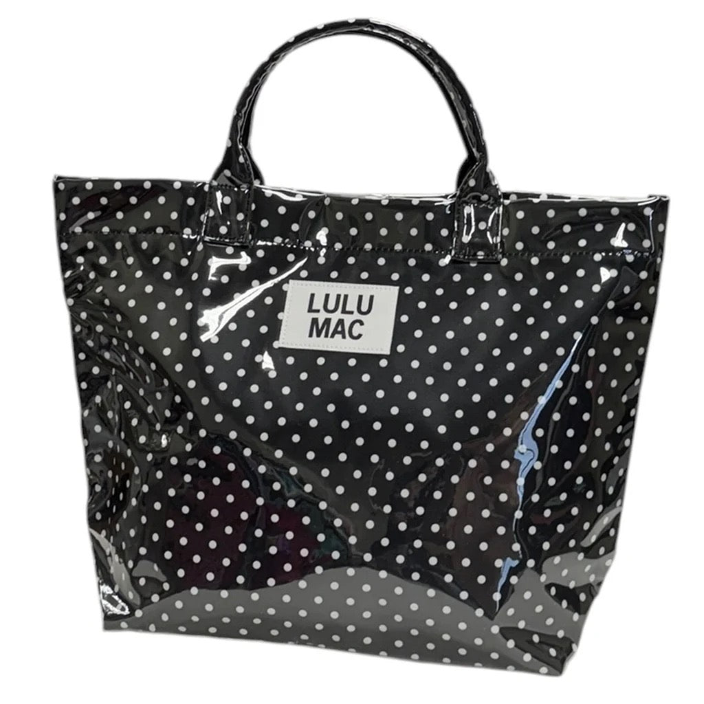 Lulu Mac Black & White Polka Dot Vinyl Tote Bag
