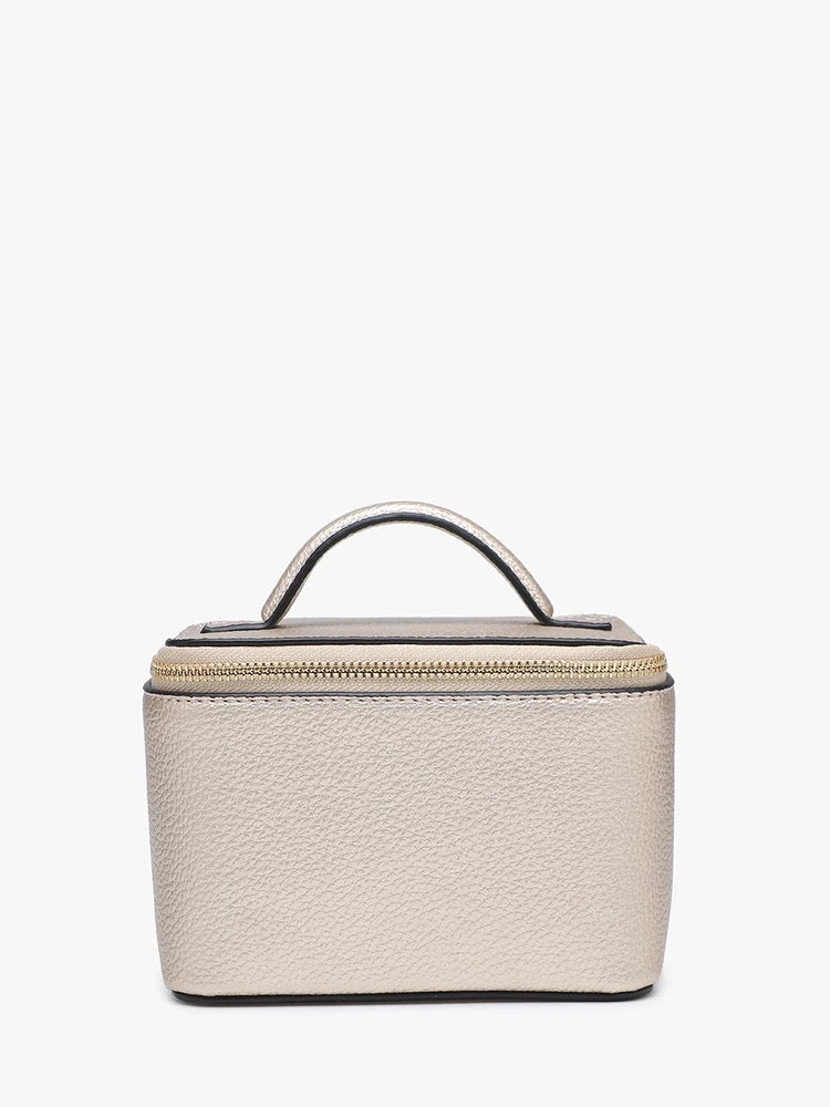 Angela Vegan Leather Travel Cosmetic Bag - Light Gold