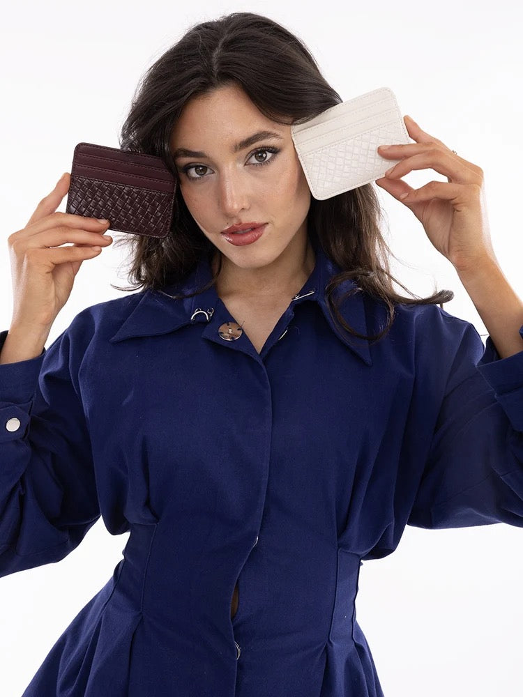 Jen & Co Fatima Vegan Leather Card Wallet - Greige