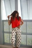 Bold Ivory Polka Dot Barrel Pants