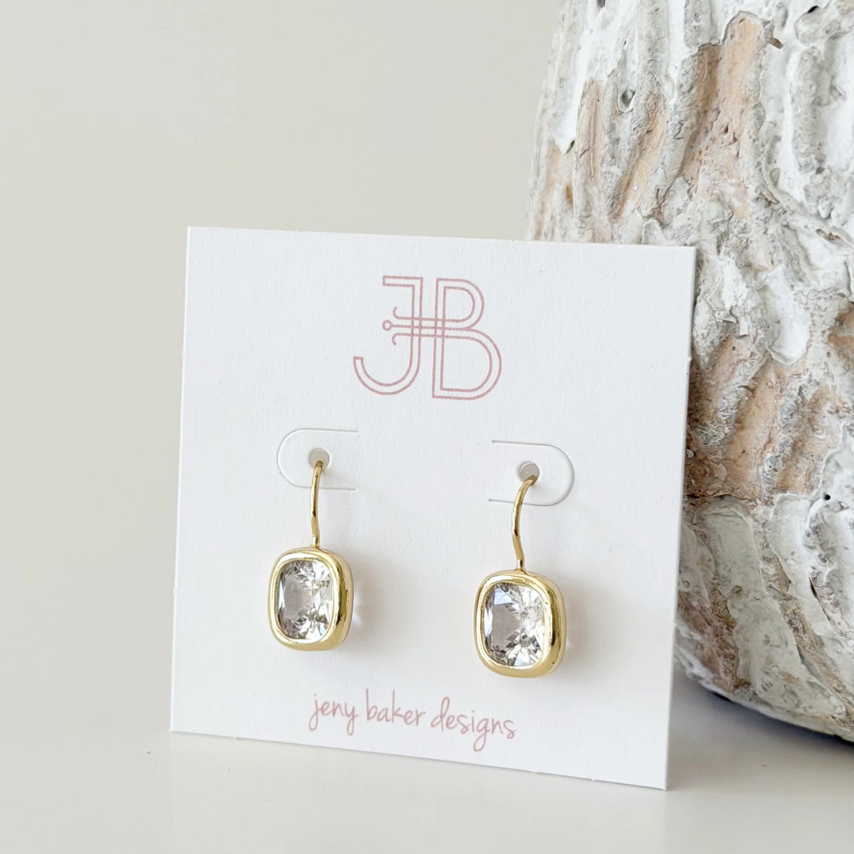 Bezel Square Drop Earrings