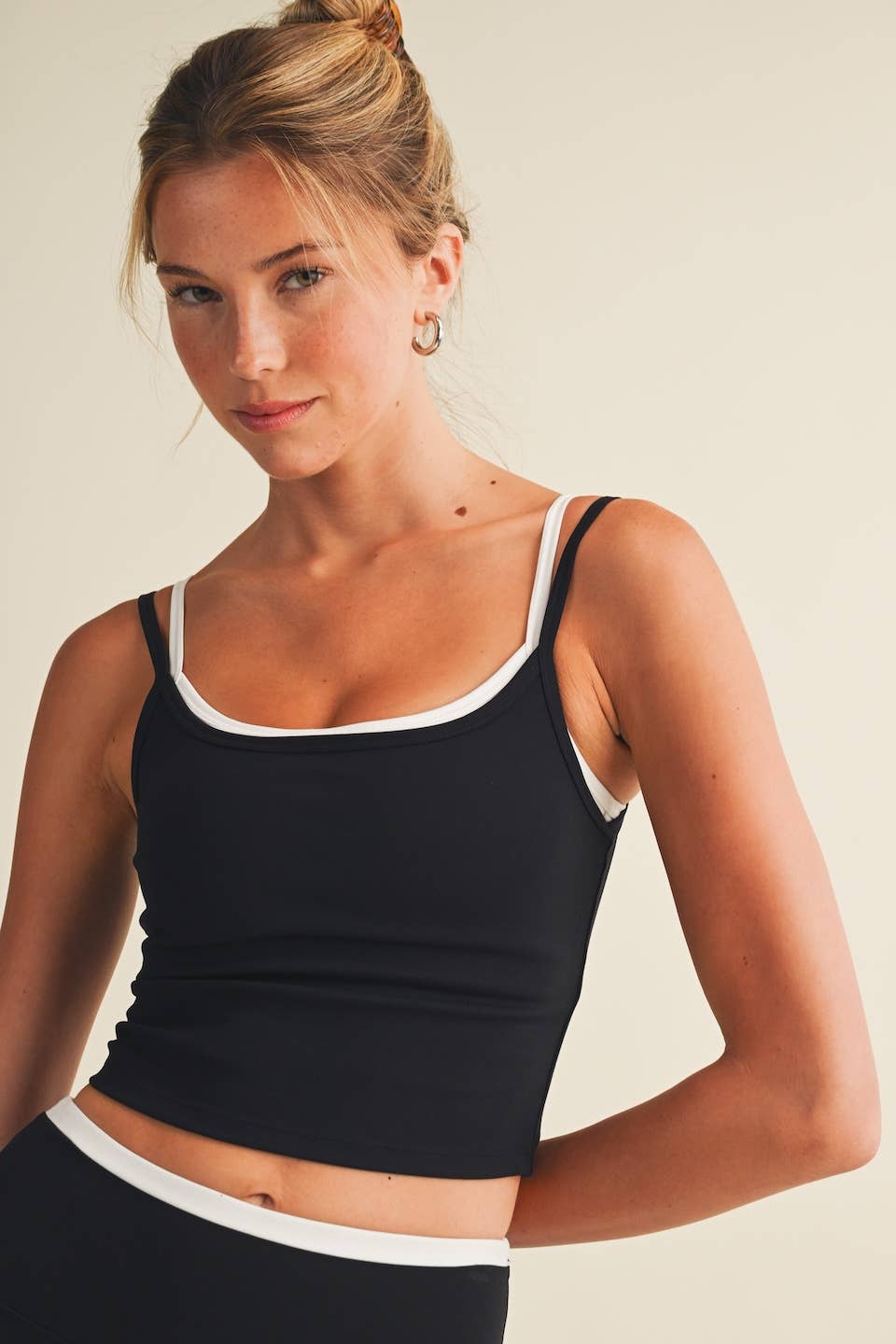 Black Double-Layered Tank Top with Shelf Bra