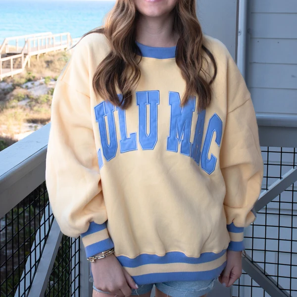 Lulu Mac Society Stitch Sweatshirt - Butter/Lavender