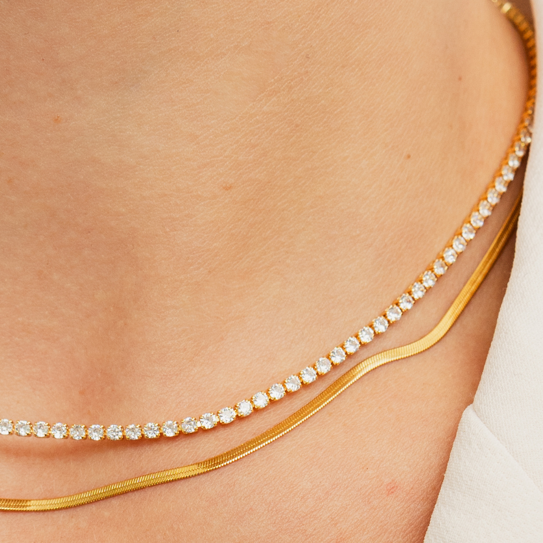 Brenda Grands 18K Gold Layered Tennis Choker