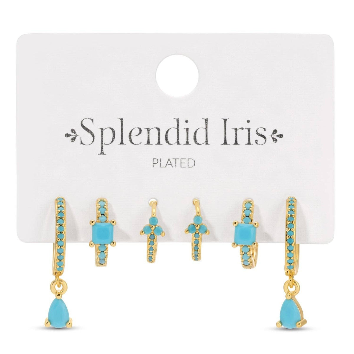 Splendid Iris Light Blue Assorted Huggie Earrings, Set of 3
