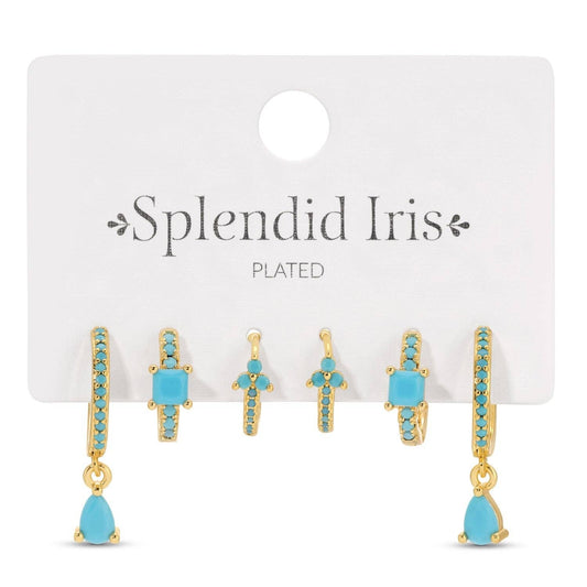 Splendid Iris Light Blue Assorted Huggie Earrings, Set of 3