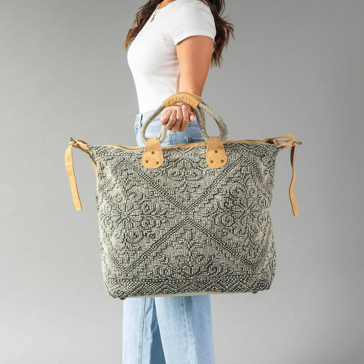 Panache Sage Vintage-Inspired Textured Tote