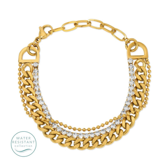 Gold CZ Water-Resistant Statement Bracelet