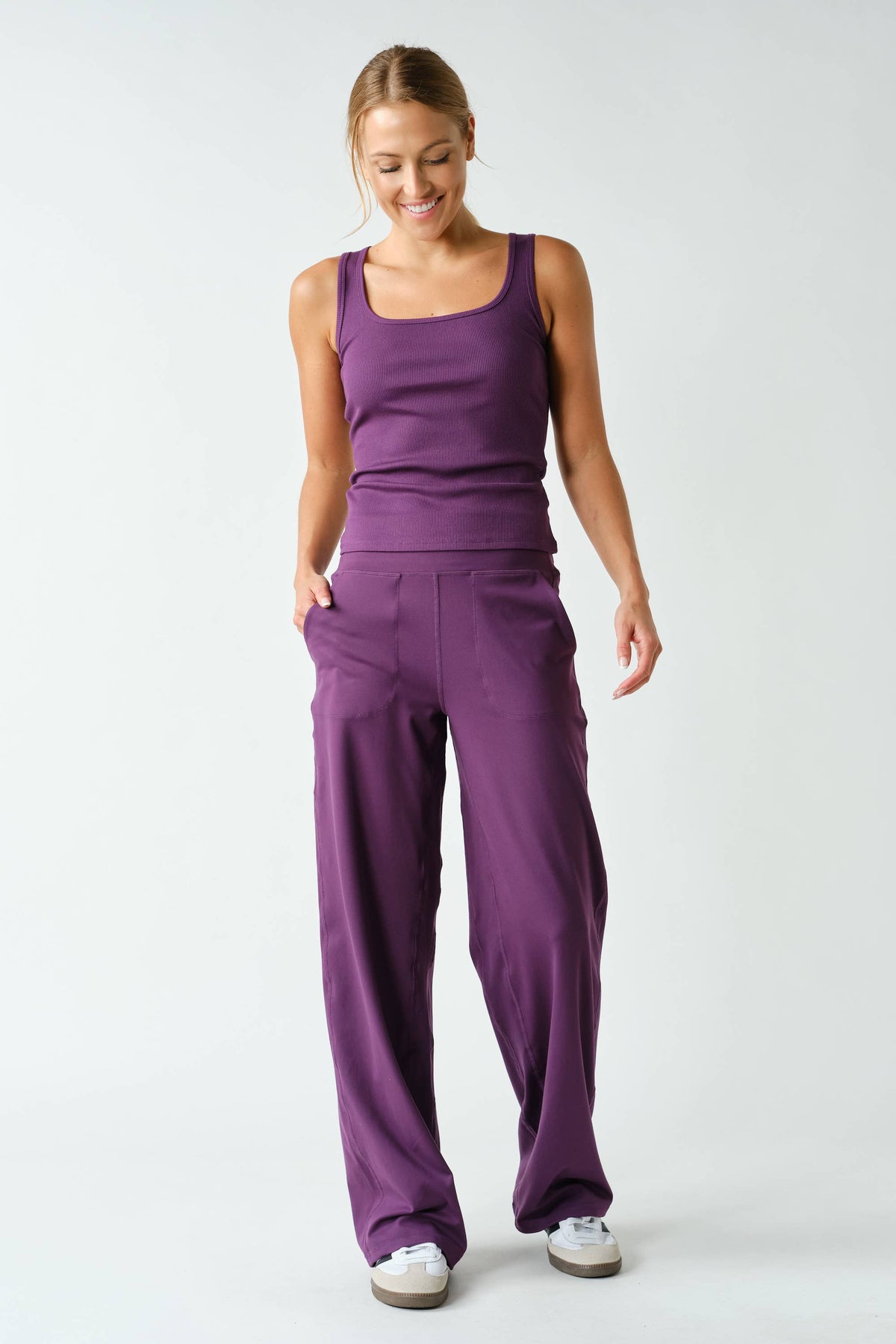 Mono B Square Neck Ribbed Tank Top - Black