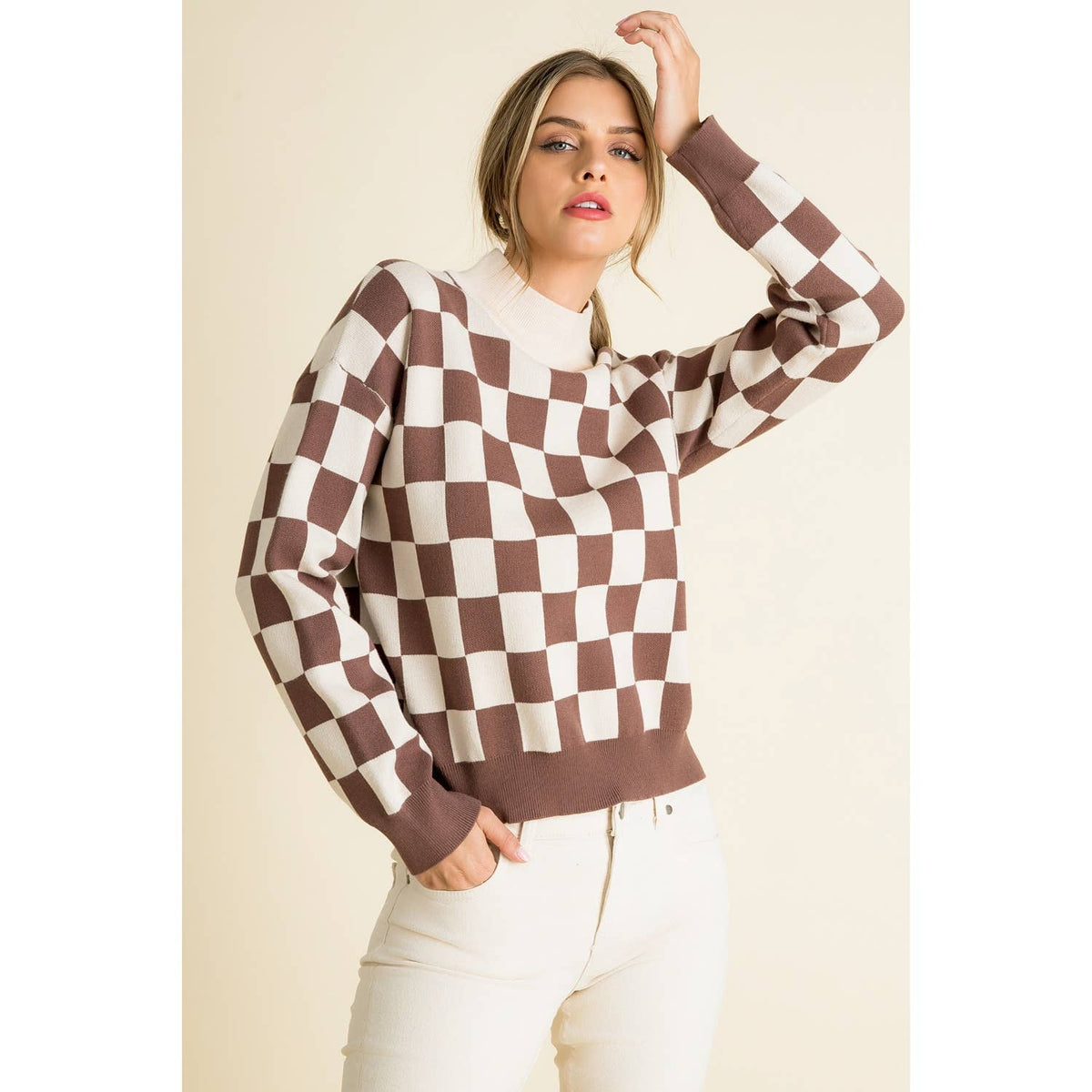 THML Brown Checkered Sweater