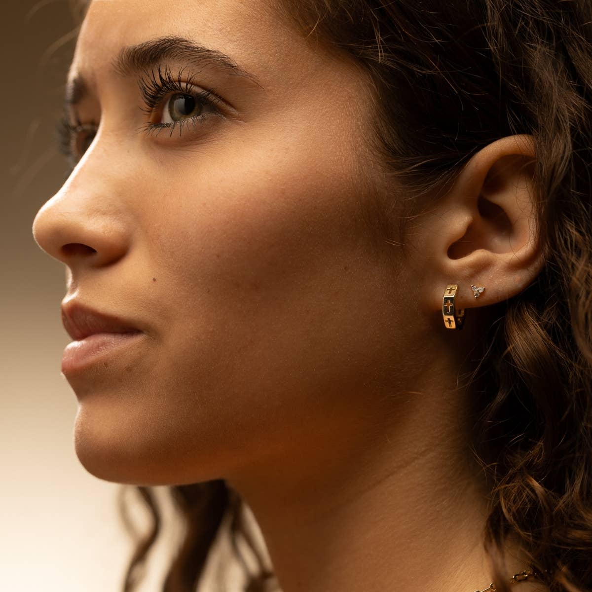 Splendid Iris Gold Understated Cross Huggie Earrings