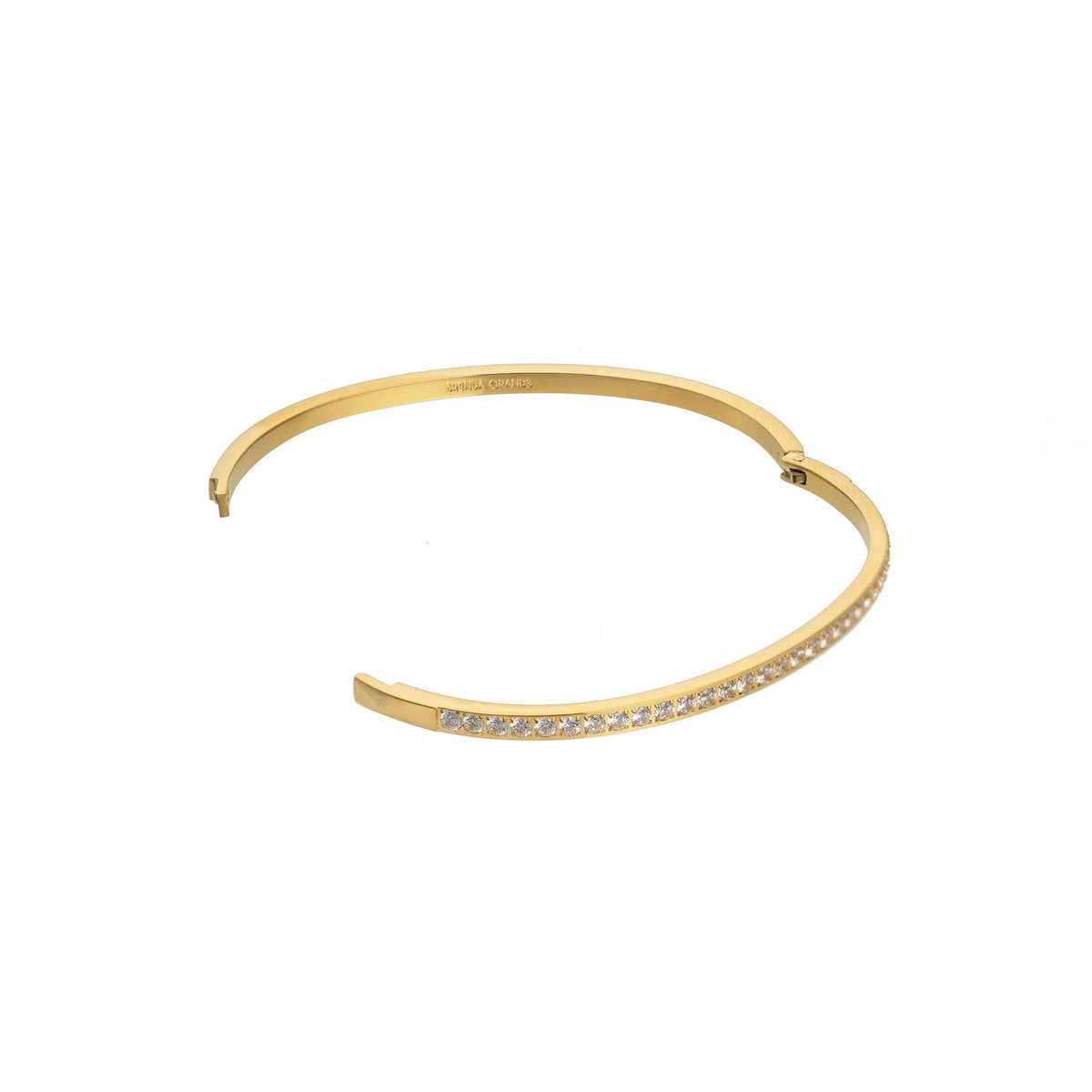 Gold PVD Cubic Zirconia Tennis Bangle - Yellow Gold