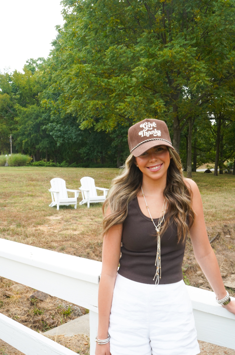 Give Thanks Brown Corduroy Trucker Hat