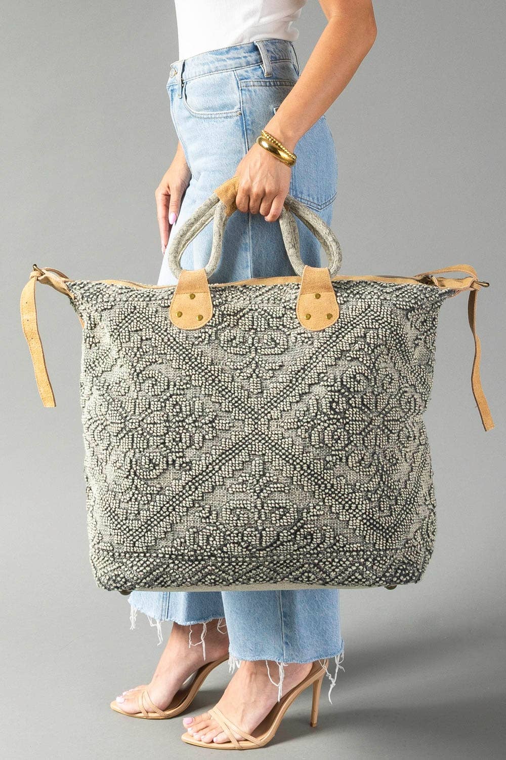 Panache Sage Vintage-Inspired Textured Tote