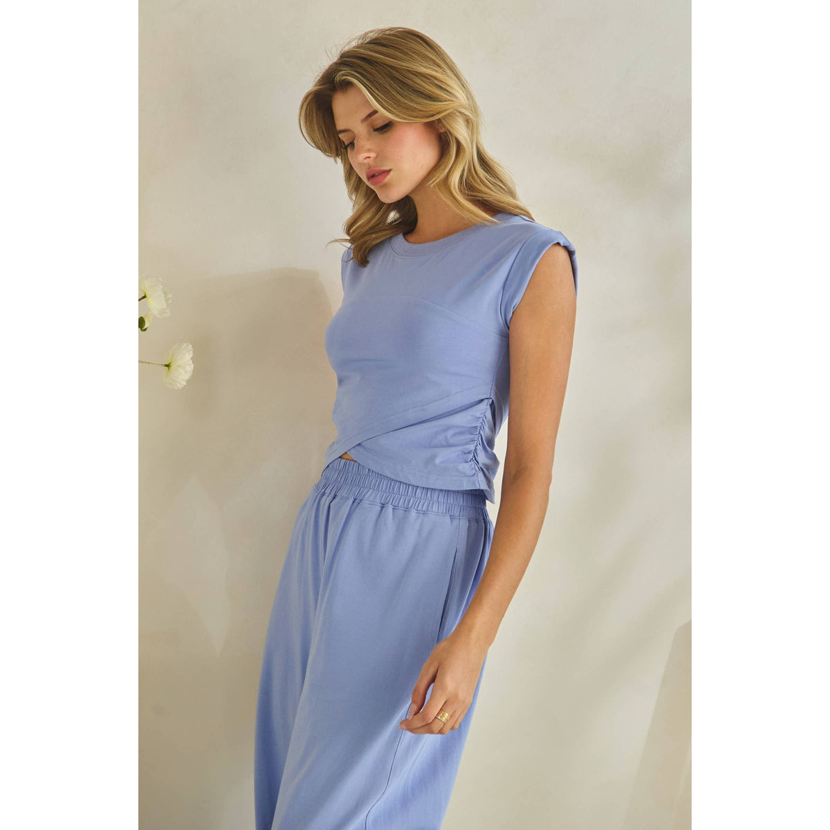 Sky Drift Capri Blue Twist-Front Lounge Set
