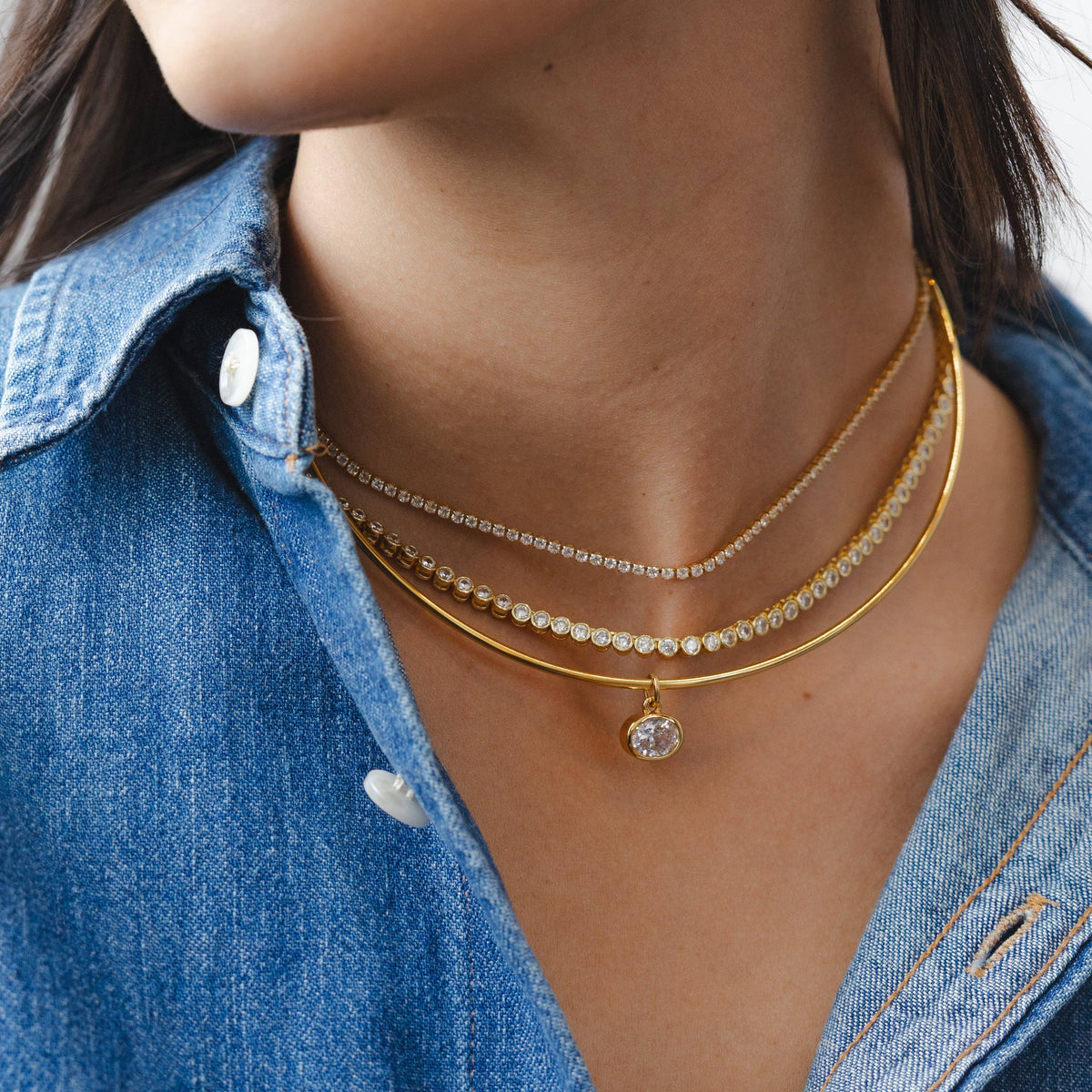 Brenda Grands 18K Gold Layered Tennis Choker