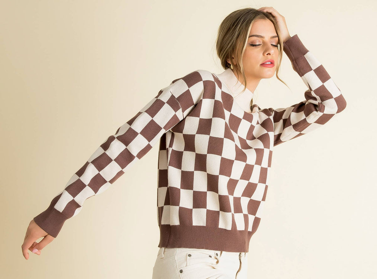THML Brown Checkered Sweater