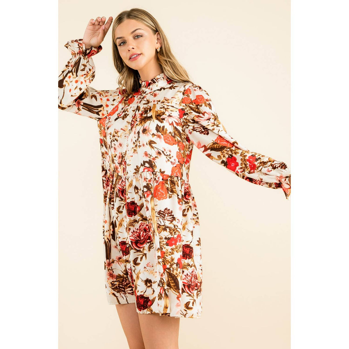 THML Mint Floral Print Button-Up Dress