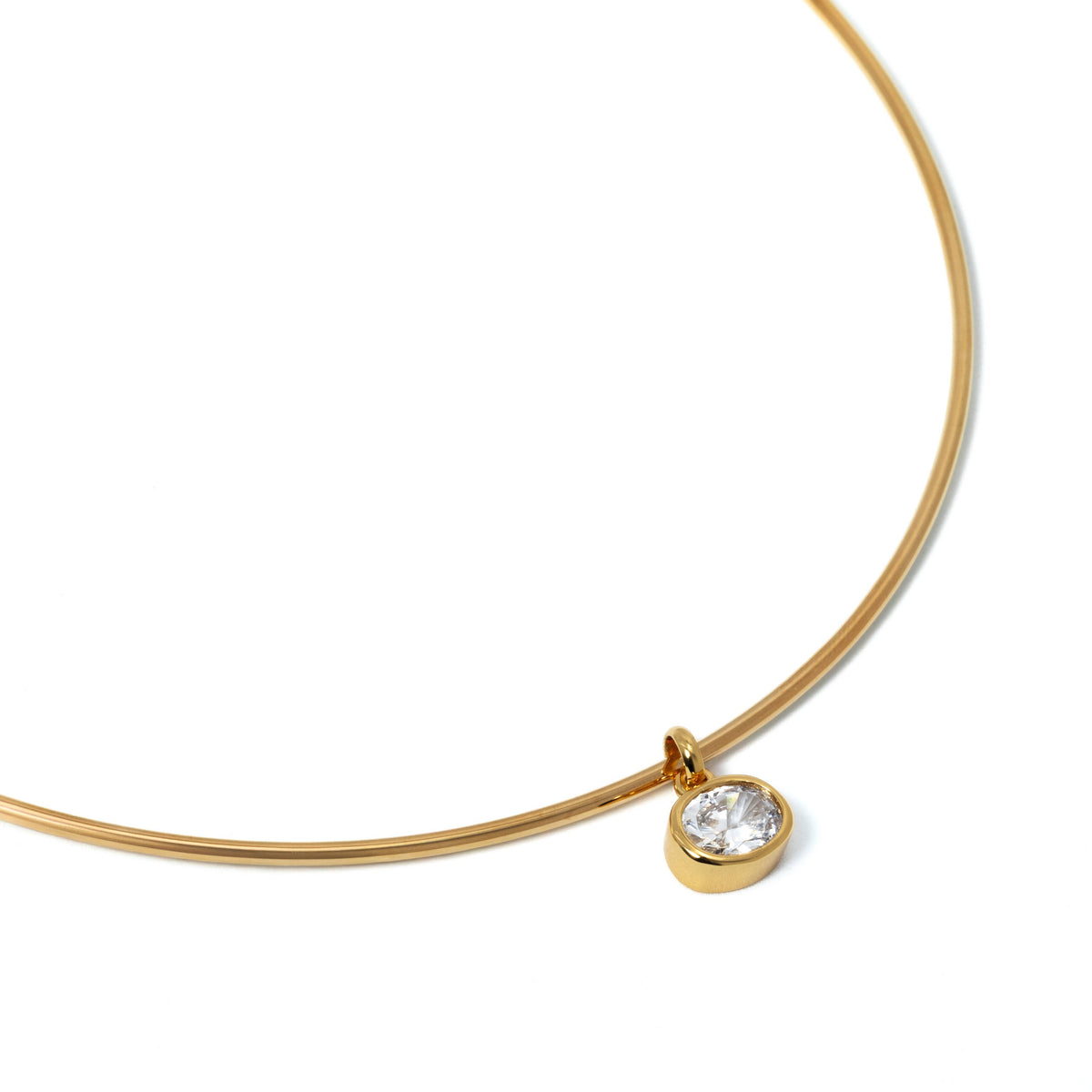 Brenda Grands 18K Gold Oval Cubic Zirconia Collar Necklace