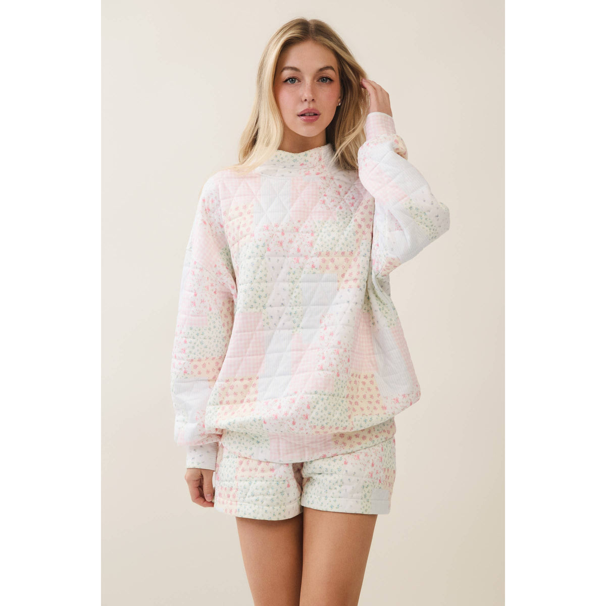 Veveret Pink Patchwork Quilted Shorts