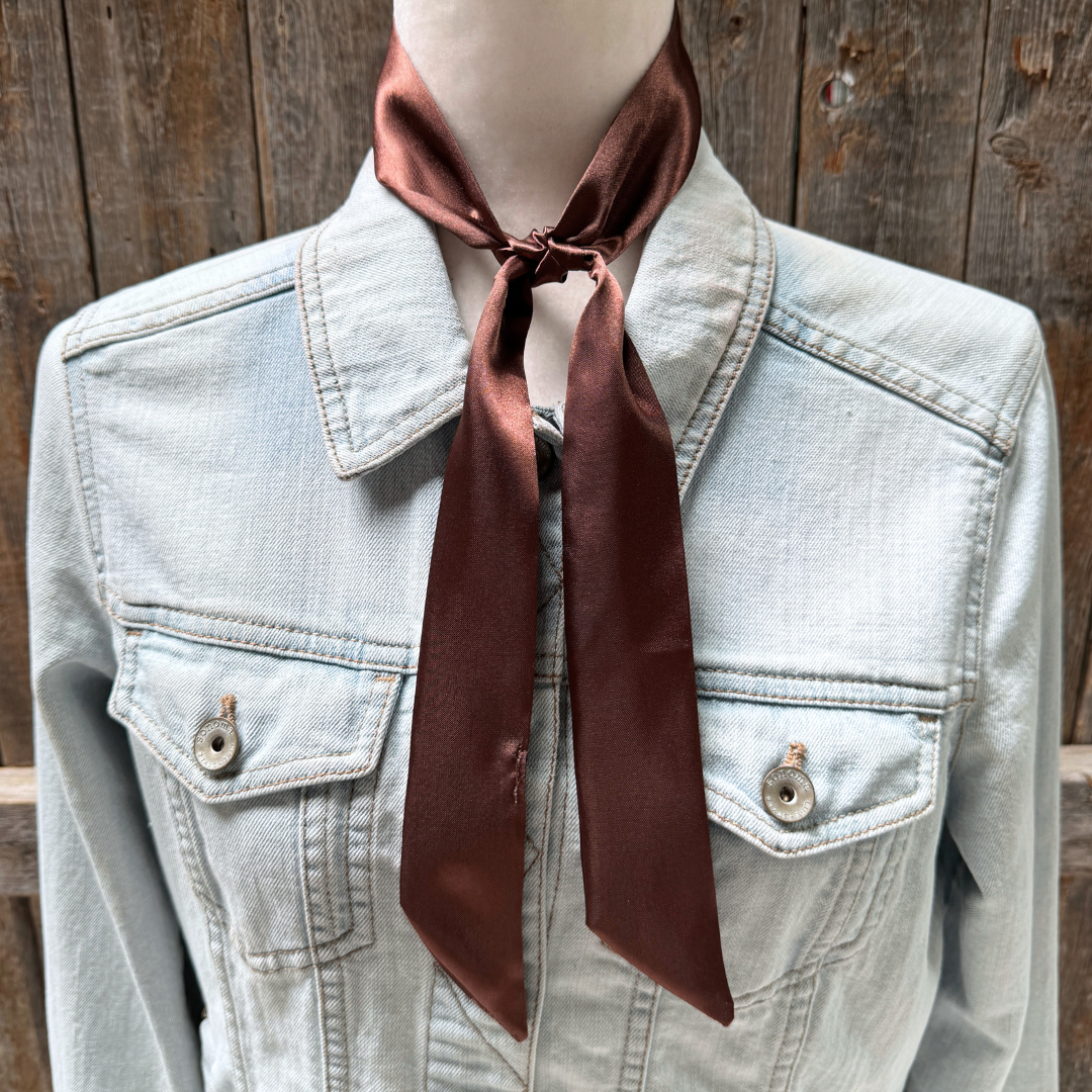 Brown Western Skinny Mini Wild Rag Scarf / Cowgirl Necktie #TW311