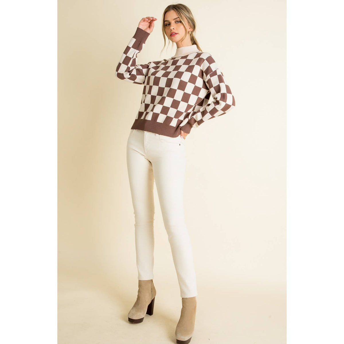 THML Brown Checkered Sweater