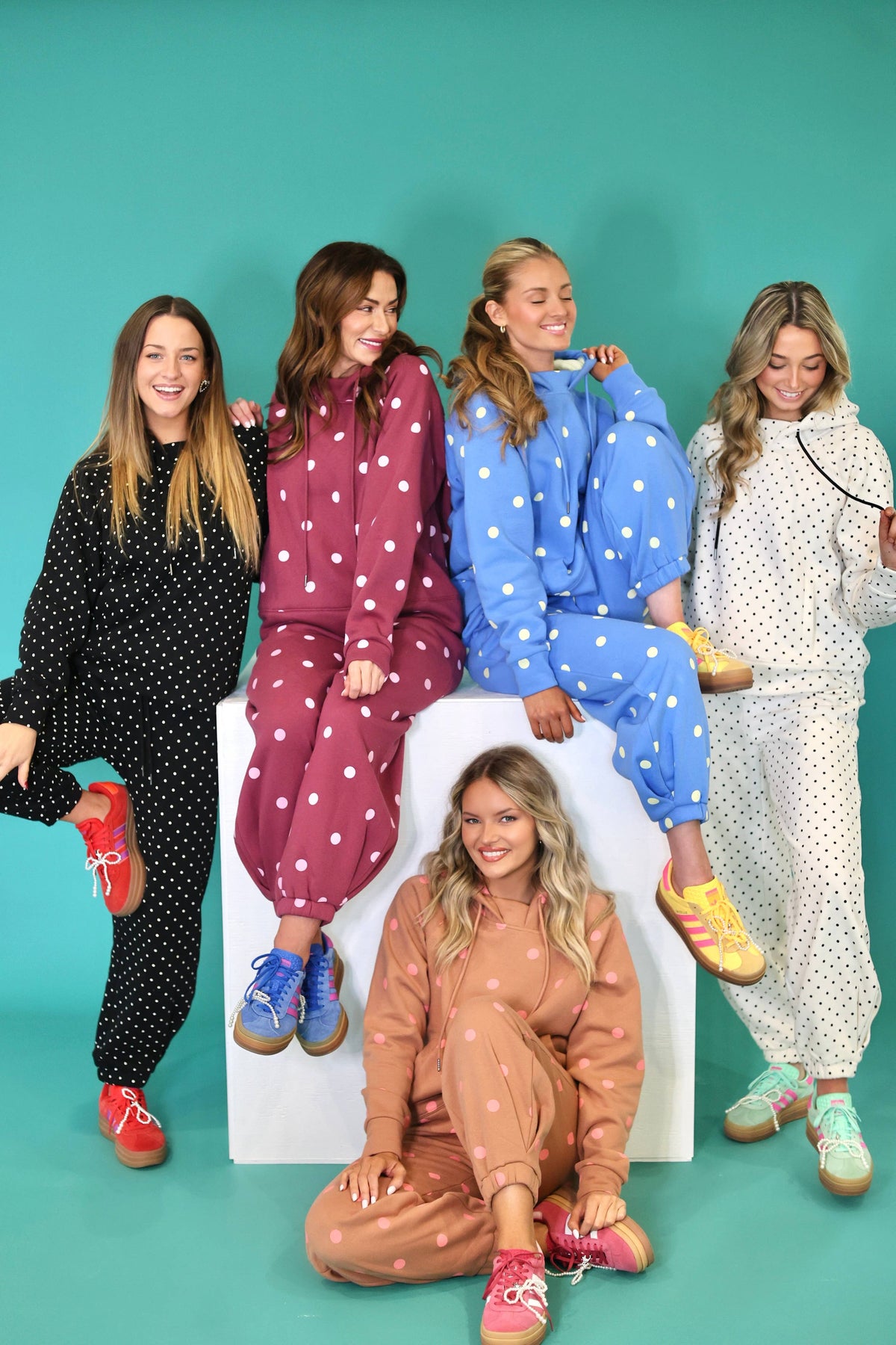 Poppy & Pine Brown & Pink Polka Dot Hoodie & Sweatpants Set