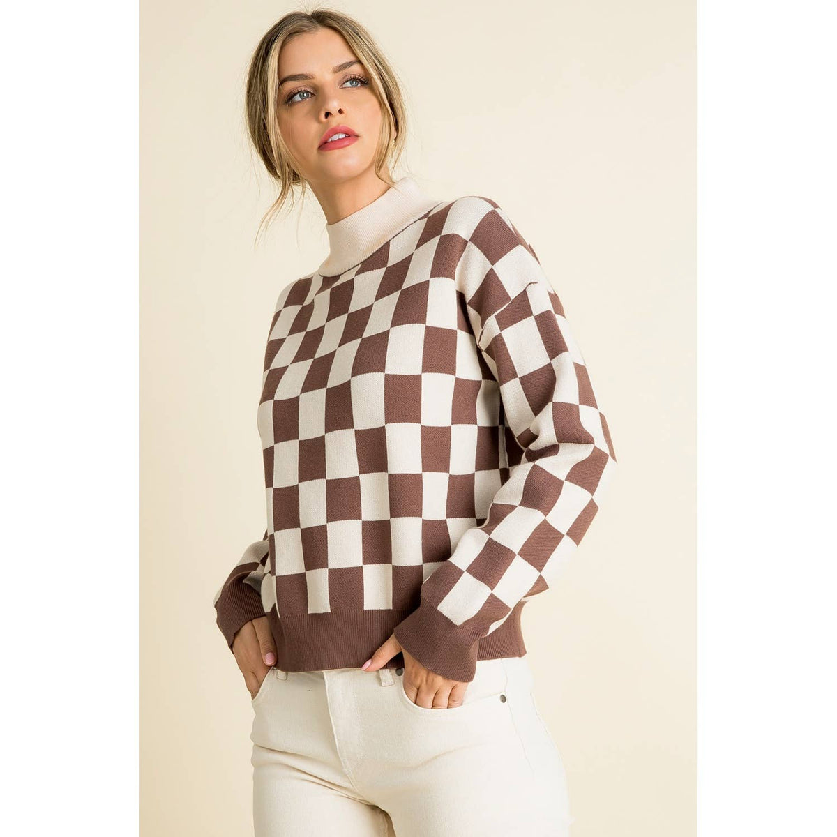 THML Brown Checkered Sweater