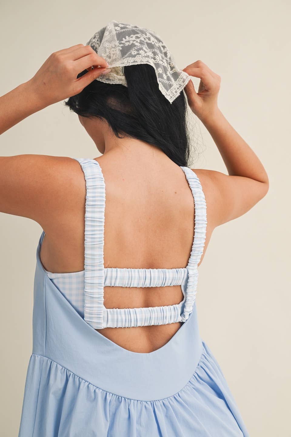 Blue Gingham Double-Layered Play Dress