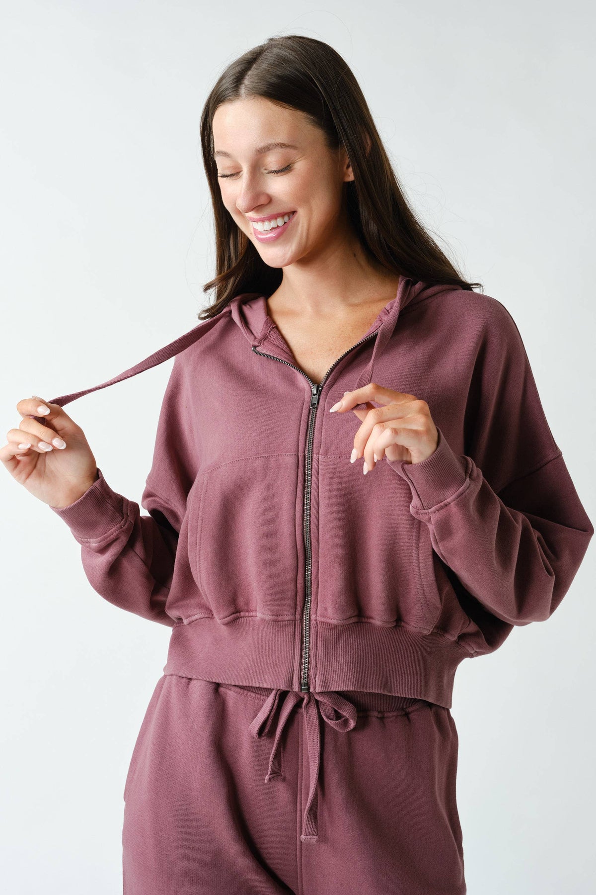 Mono B Urban Ease Mineral Wash Hoodie Jacket - Coffee Bean