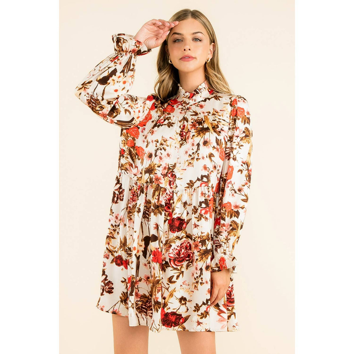 THML Mint Floral Print Button-Up Dress