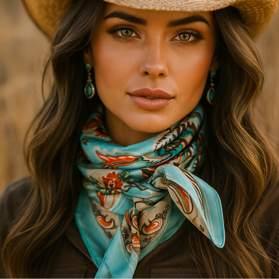 Turquoise That So 70's Paisley Wild Rag - Western Scarf