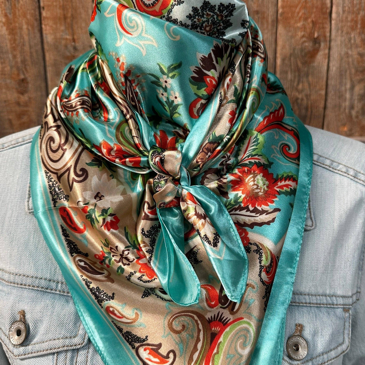 Turquoise That So 70's Paisley Wild Rag - Western Scarf