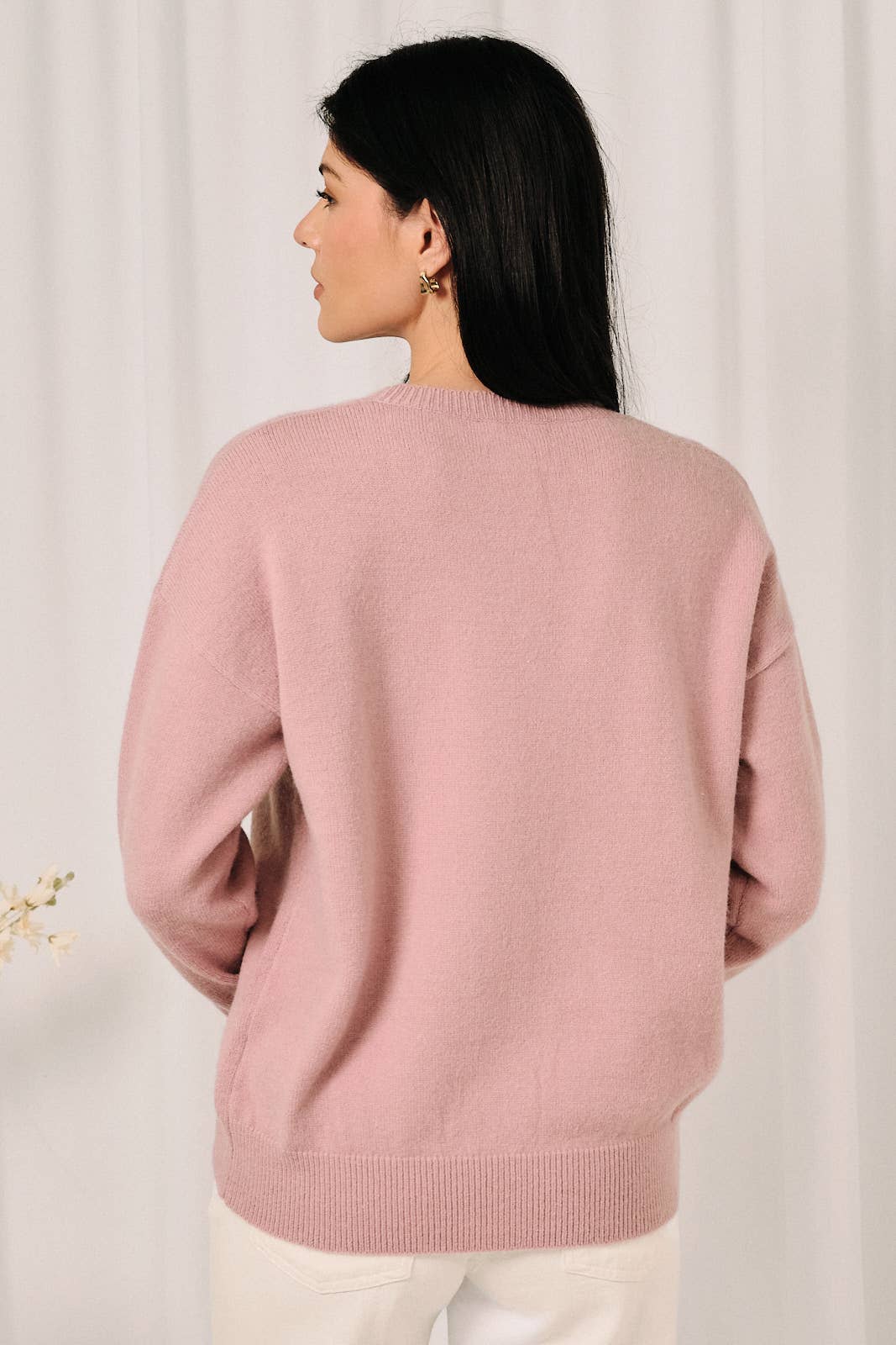 Round Neck Mallard Duck Graphic Long Sleeve Knit Sweater