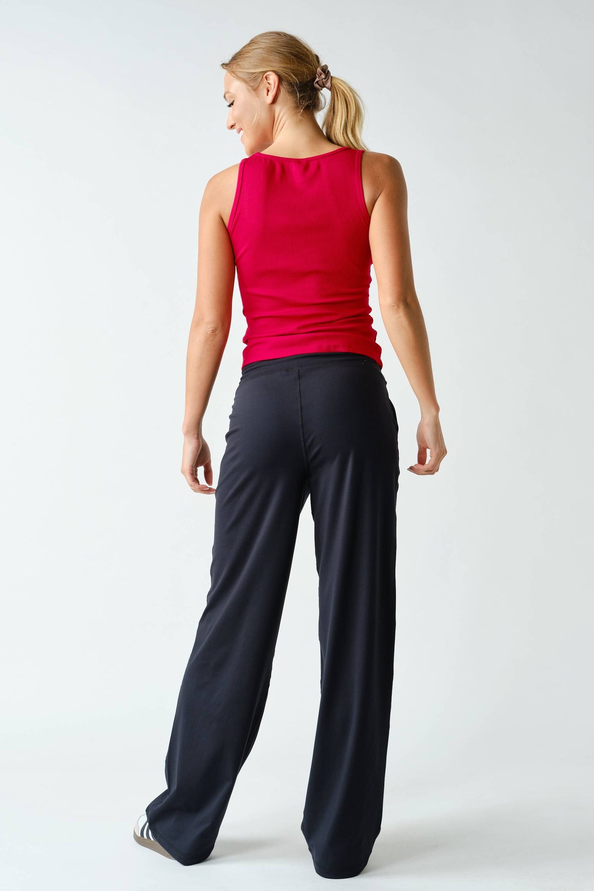 Mono B Square Neck Ribbed Tank Top - Black
