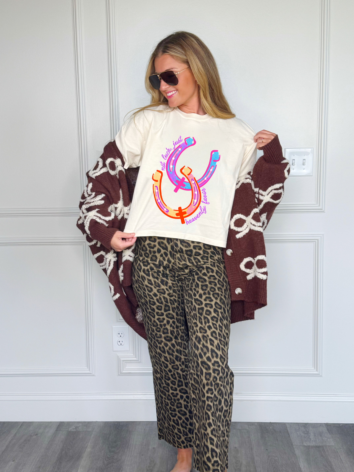 No Luck Just Heavenly Favor Cotton Crop Tee