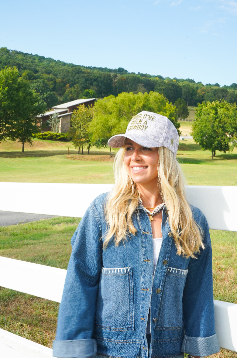 Should've Been a Cowboy Washed Camo Trucker Hat