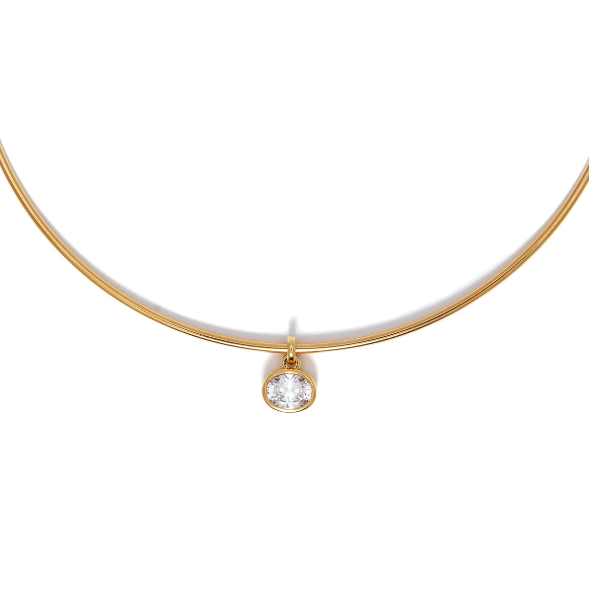Brenda Grands 18K Gold Oval Cubic Zirconia Collar Necklace