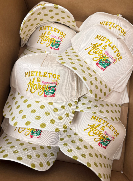 Mistletoe & Margs Chartreuse Polka Dot Trucker Hat