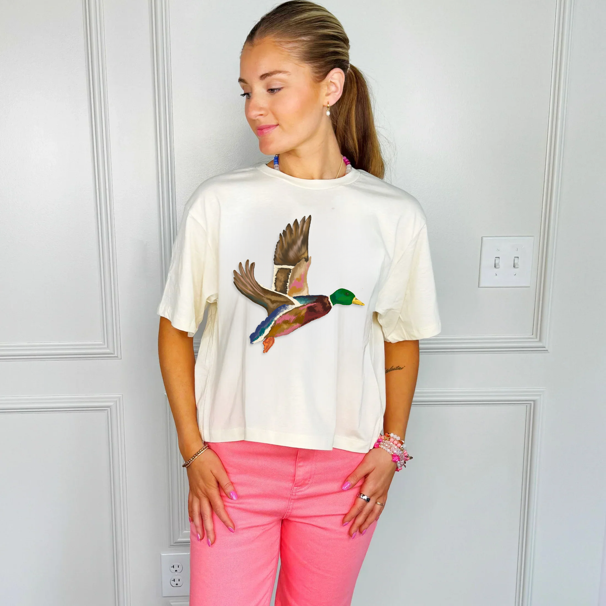 Poppy & Pine Flying Mallard Graphic Crop Tee