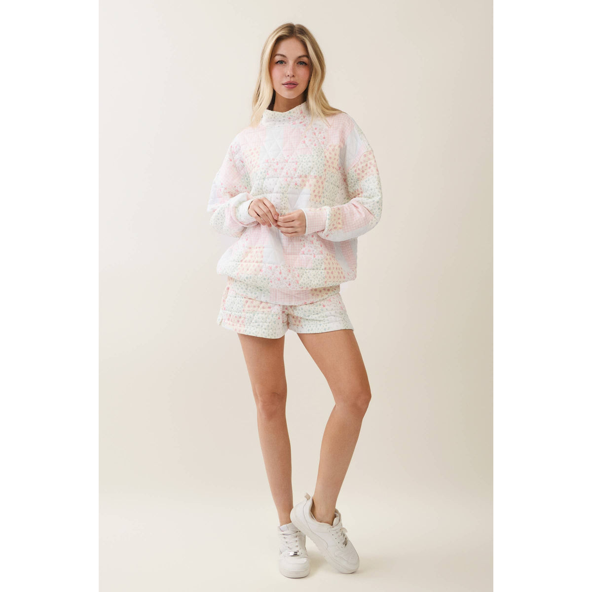 Veveret Pink Patchwork Quilted Shorts