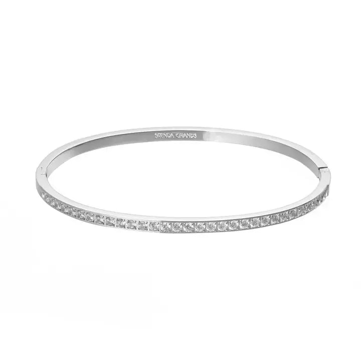 Gold PVD Cubic Zirconia Tennis Bangle - Yellow Gold