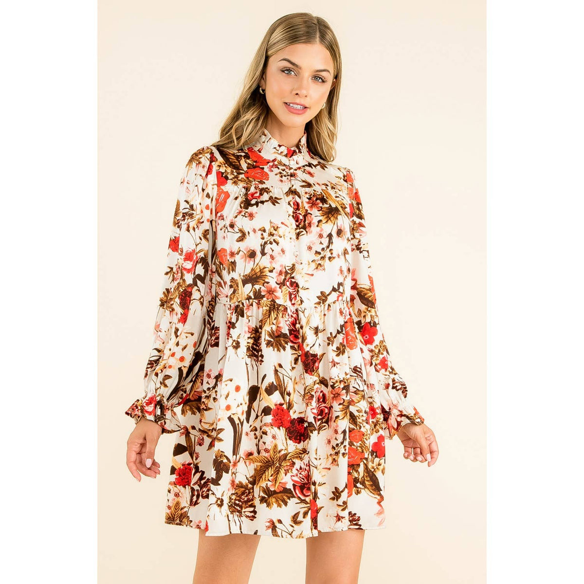 THML Mint Floral Print Button-Up Dress