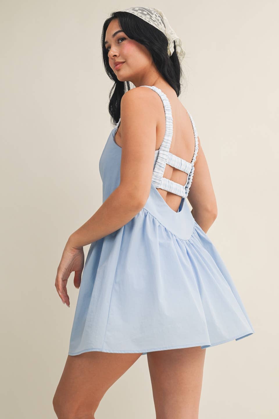 Blue Gingham Double-Layered Play Dress