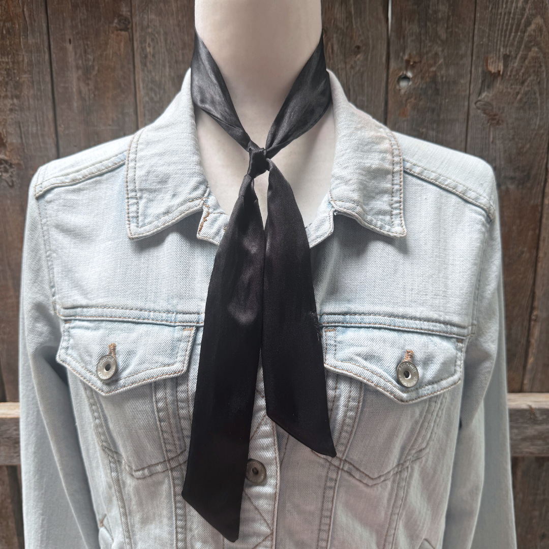 Black Western Skinny Mini Wild Rag Scarf / Cowgirl Necktie #TW300