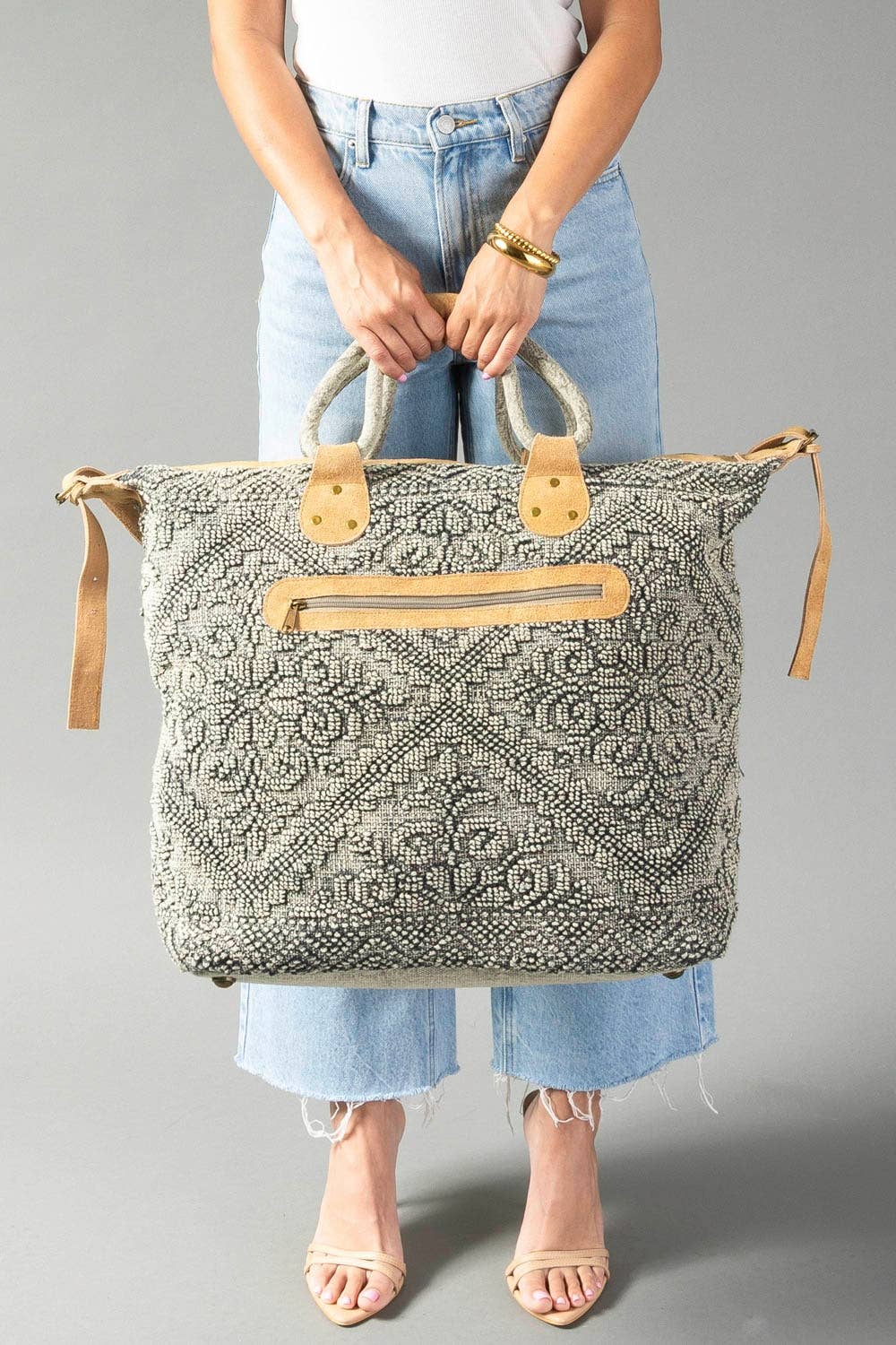 Panache Sage Vintage-Inspired Textured Tote
