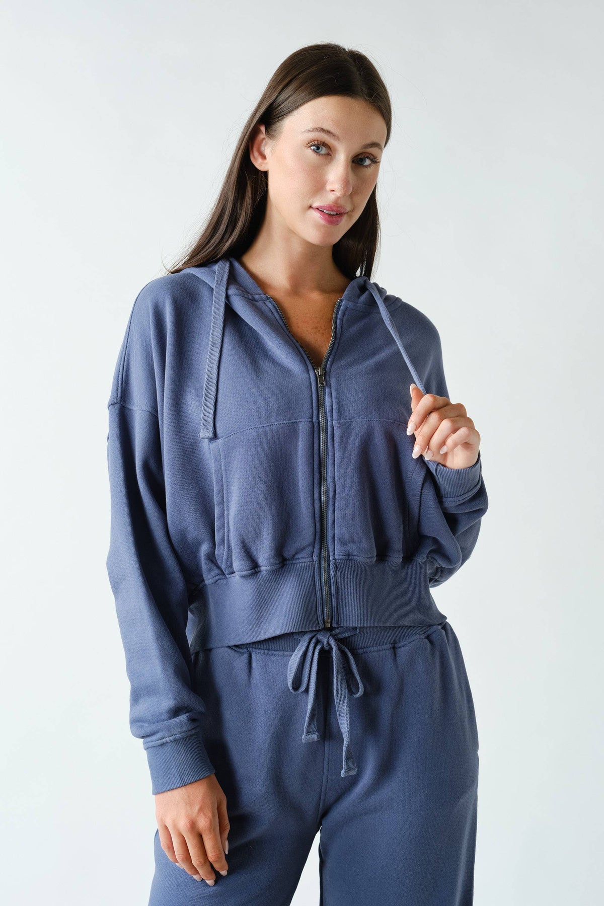 Mono B Urban Ease Mineral Wash Hoodie Jacket - Coffee Bean