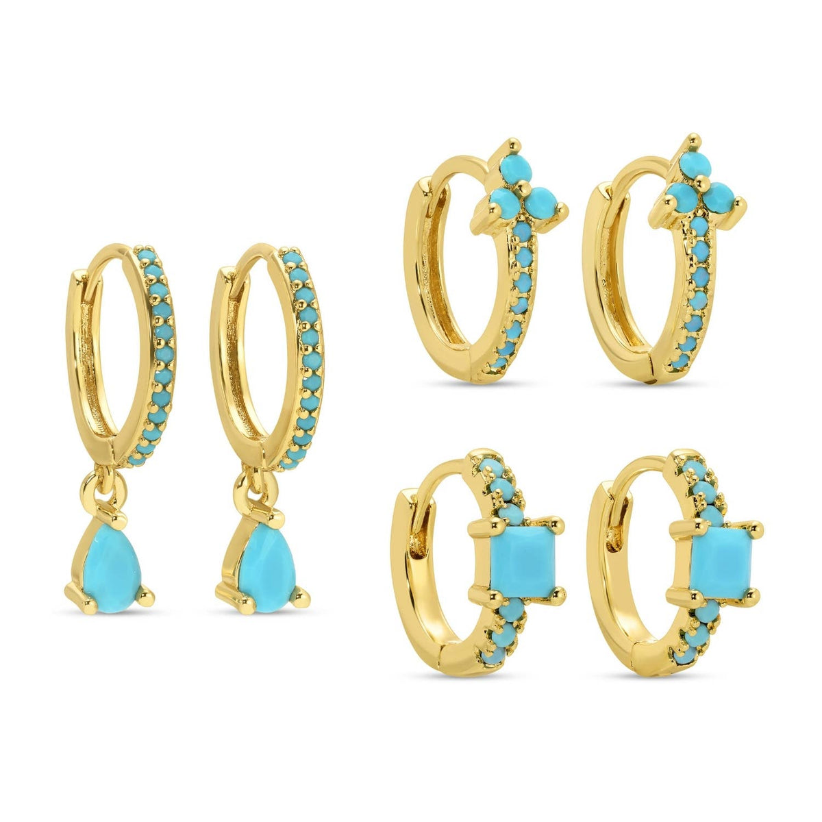 Splendid Iris Light Blue Assorted Huggie Earrings, Set of 3