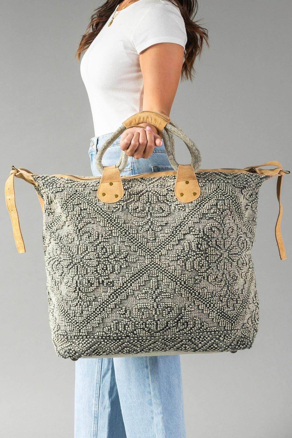 Panache Sage Vintage-Inspired Textured Tote